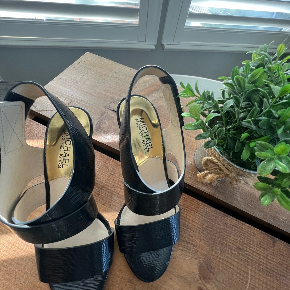 Michael Kors navy blue sling back open toes